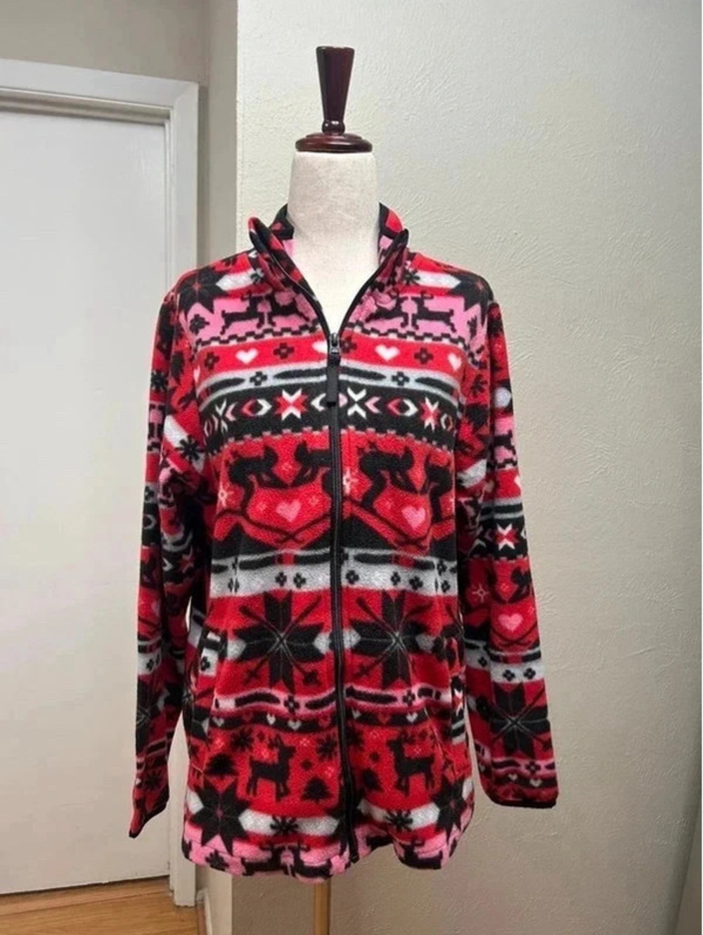 Full Zip Christmas Aztec Fleece Jacket